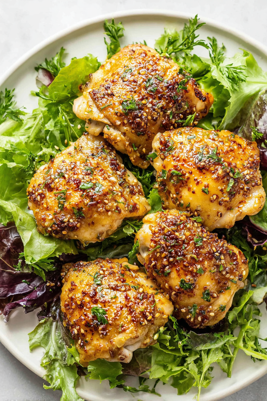 Crispy Baked Chicken Thighs with Honey Mustard Garlic Glaze Crispy Baked Chicken Thighs with Honey Mustard Garlic Glaze