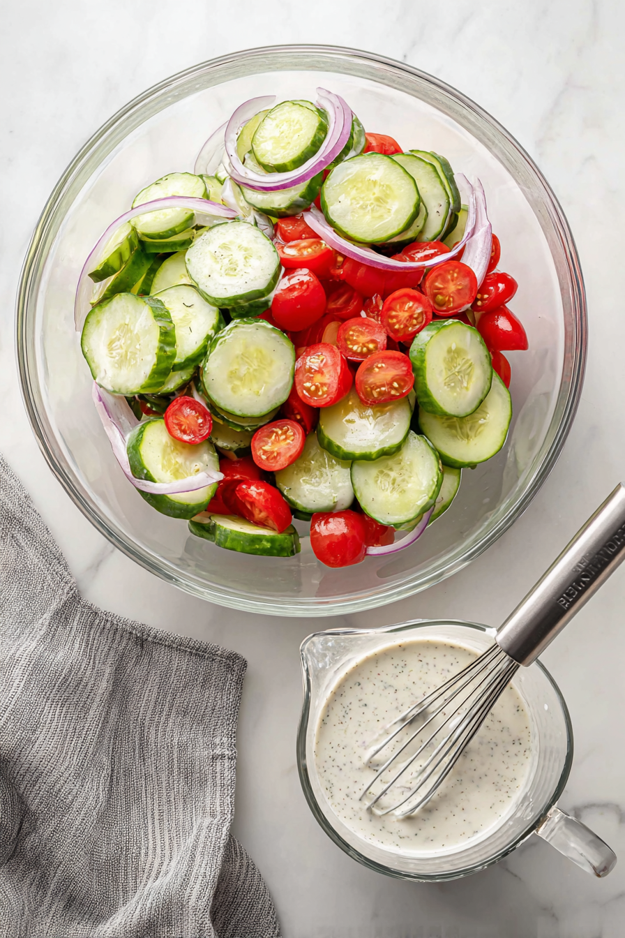 Easy Creamy Cucumber & Tomato Salad