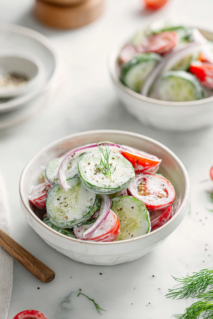 Easy Creamy Cucumber & Tomato Salad
