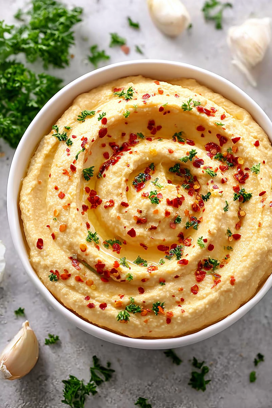Easy Creamy Hummus Without Tahini 1