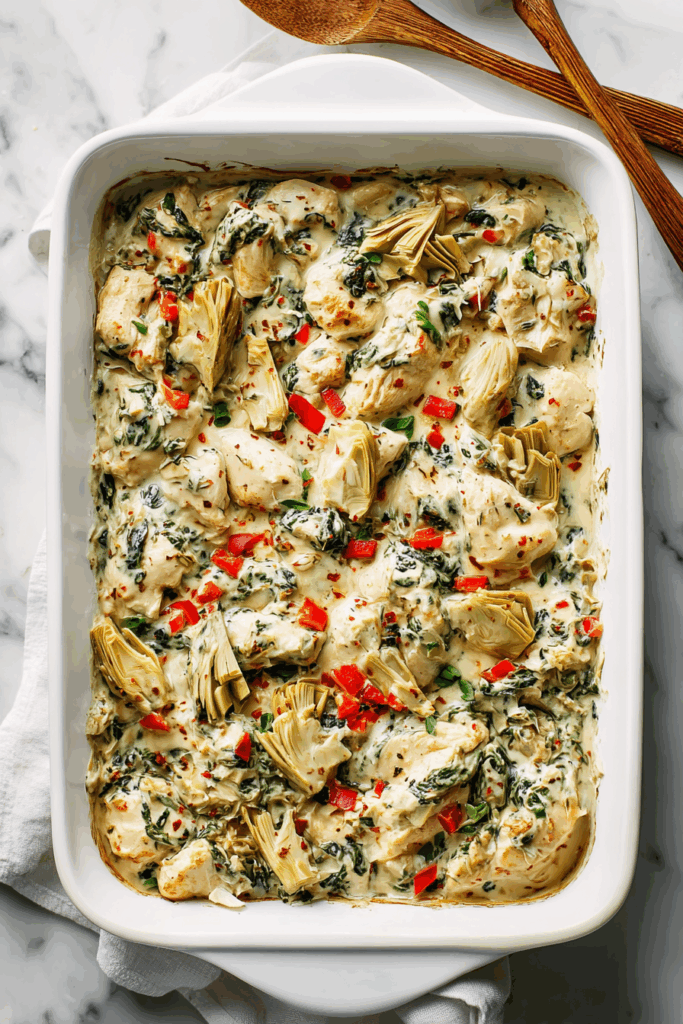 Easy Creamy Spinach Artichoke Chicken Bake Easy Creamy Spinach Artichoke Chicken Bake