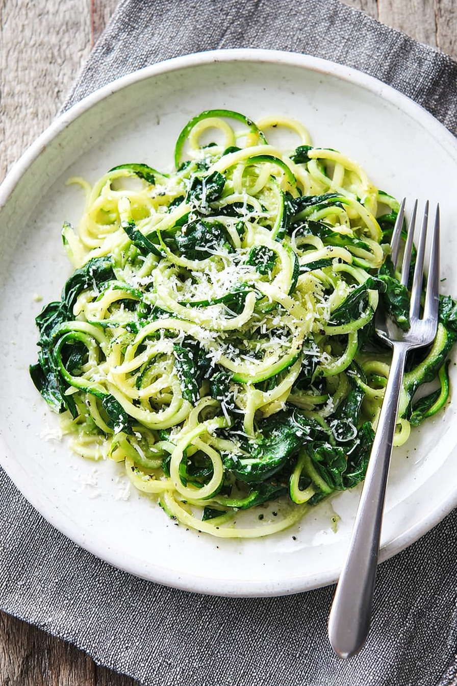 Easy Delicious Spinach & Parmesan Zucchini Noodles 1