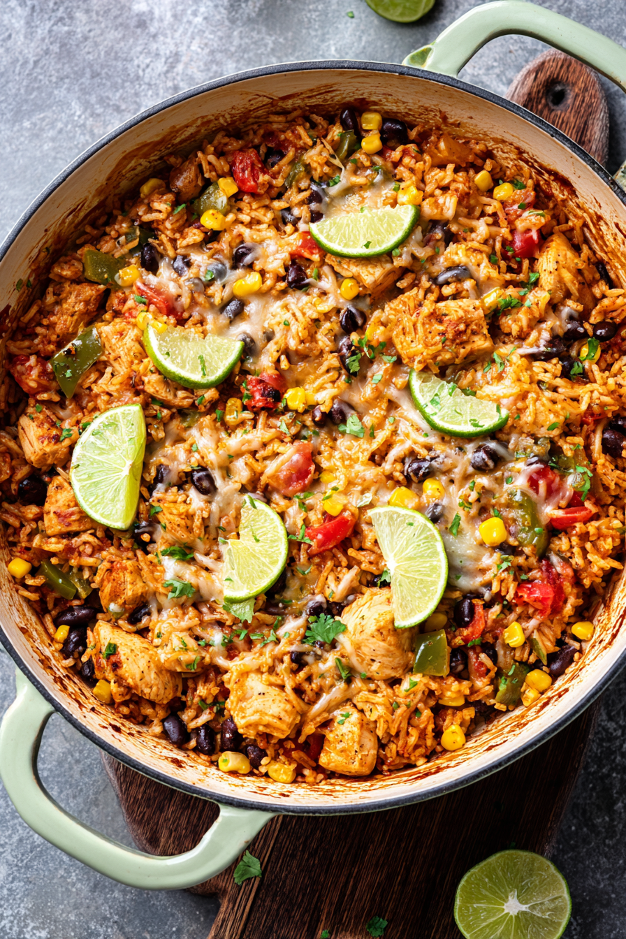 Easy One-Pan Cheesy Southwest Chicken & Rice Recipe