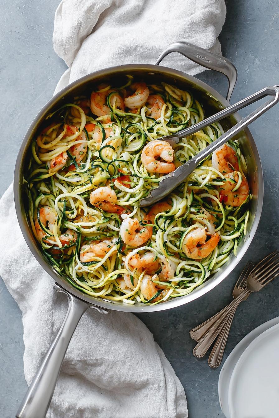 Easy Yummy Zucchini Pasta with Lemon Garlic Shrimp