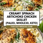 Fast Creamy Spinach Artichoke Chicken Skillet (Paleo, Whole30, Keto) Fast Creamy Spinach Artichoke Chicken Skillet (Paleo, Whole30, Keto)