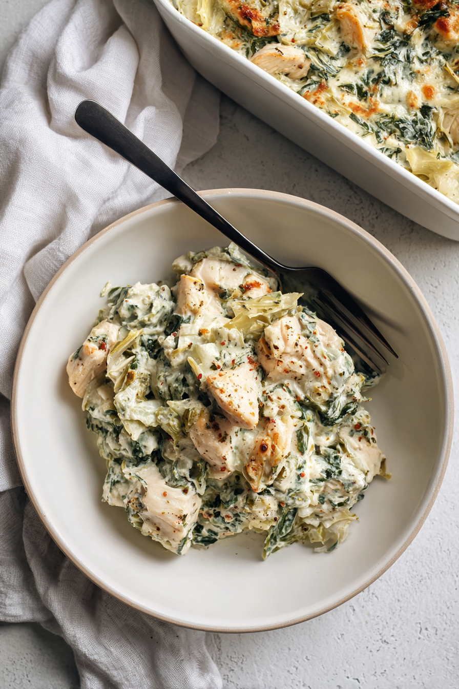 High-Protein Baked Spinach & Artichoke Chicken Recipe