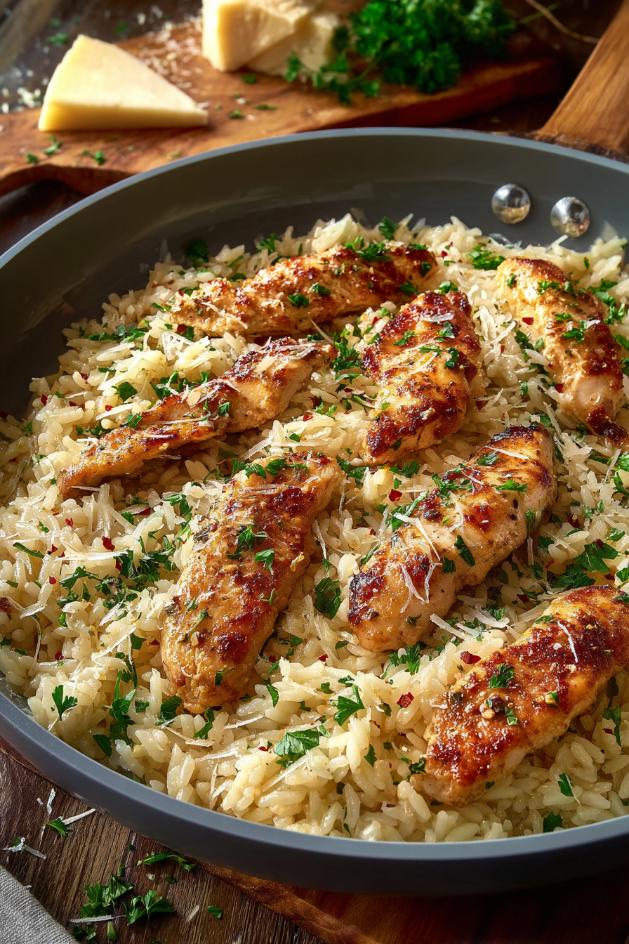 The Best Chicken Scampi Rice with Garlic Parmesan Flavor The Best Chicken Scampi Rice with Garlic Parmesan Flavor