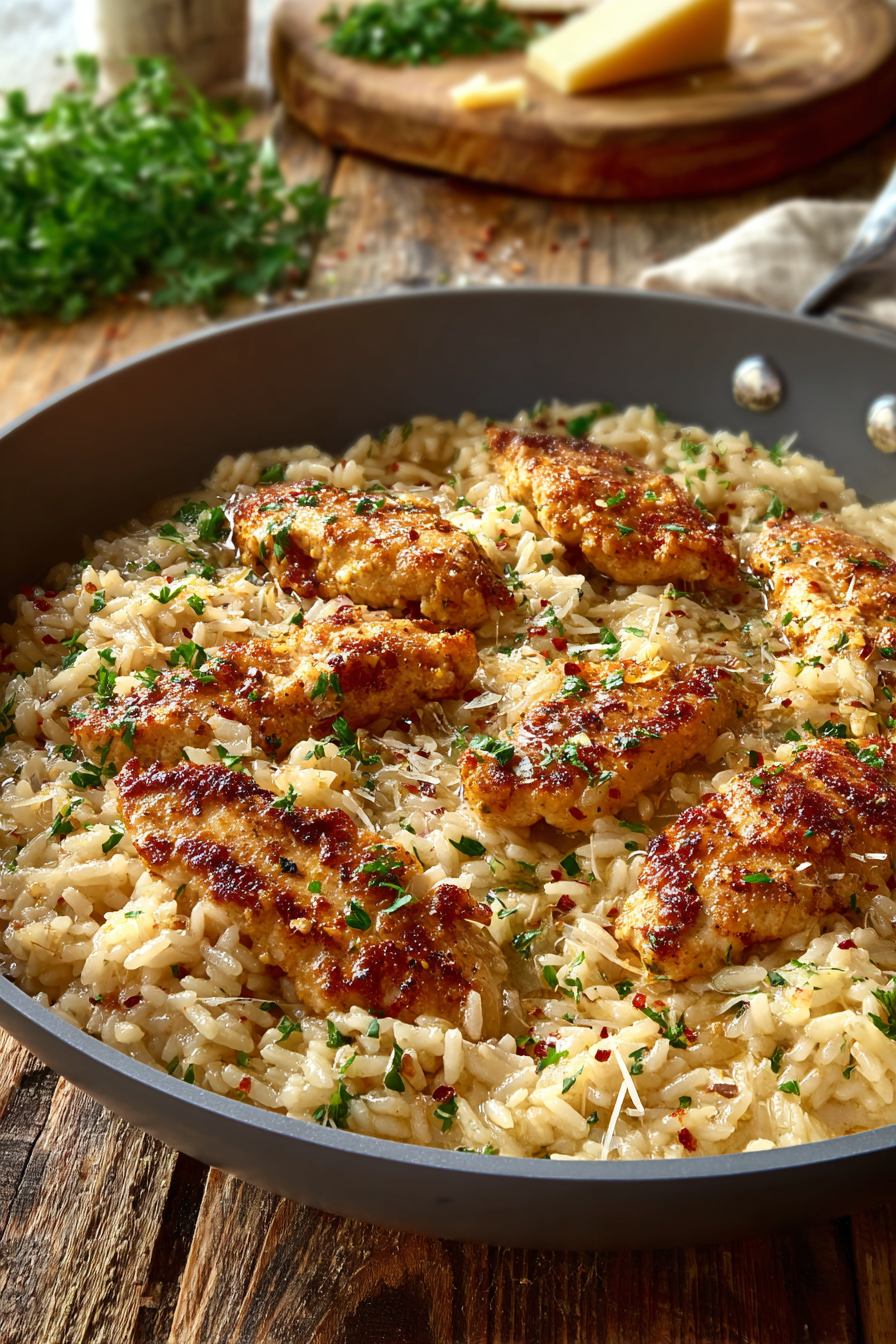 The Best Chicken Scampi Rice with Garlic Parmesan Flavor The Best Chicken Scampi Rice with Garlic Parmesan Flavor