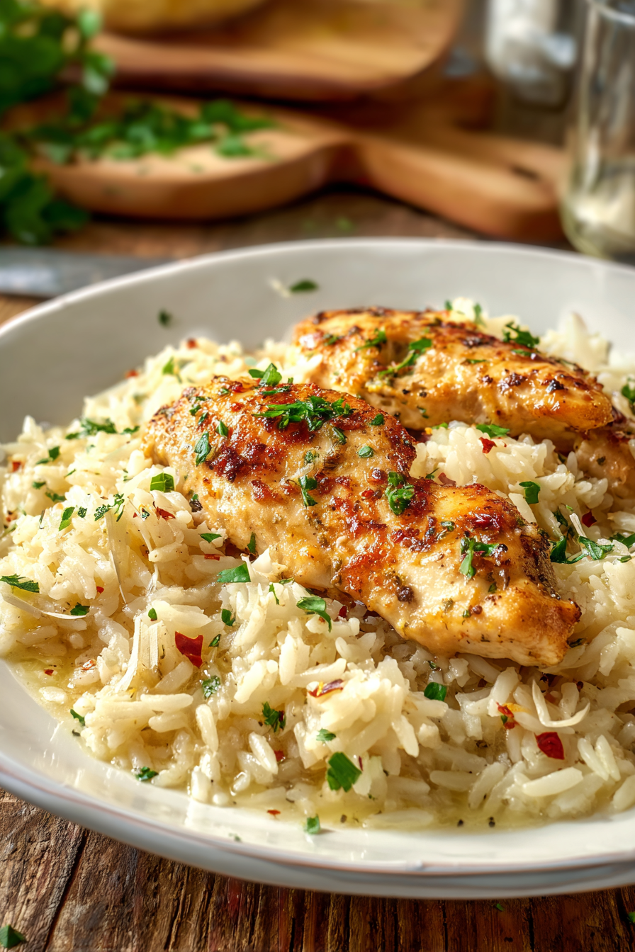 The Best Chicken Scampi Rice with Garlic Parmesan Flavor The Best Chicken Scampi Rice with Garlic Parmesan Flavor