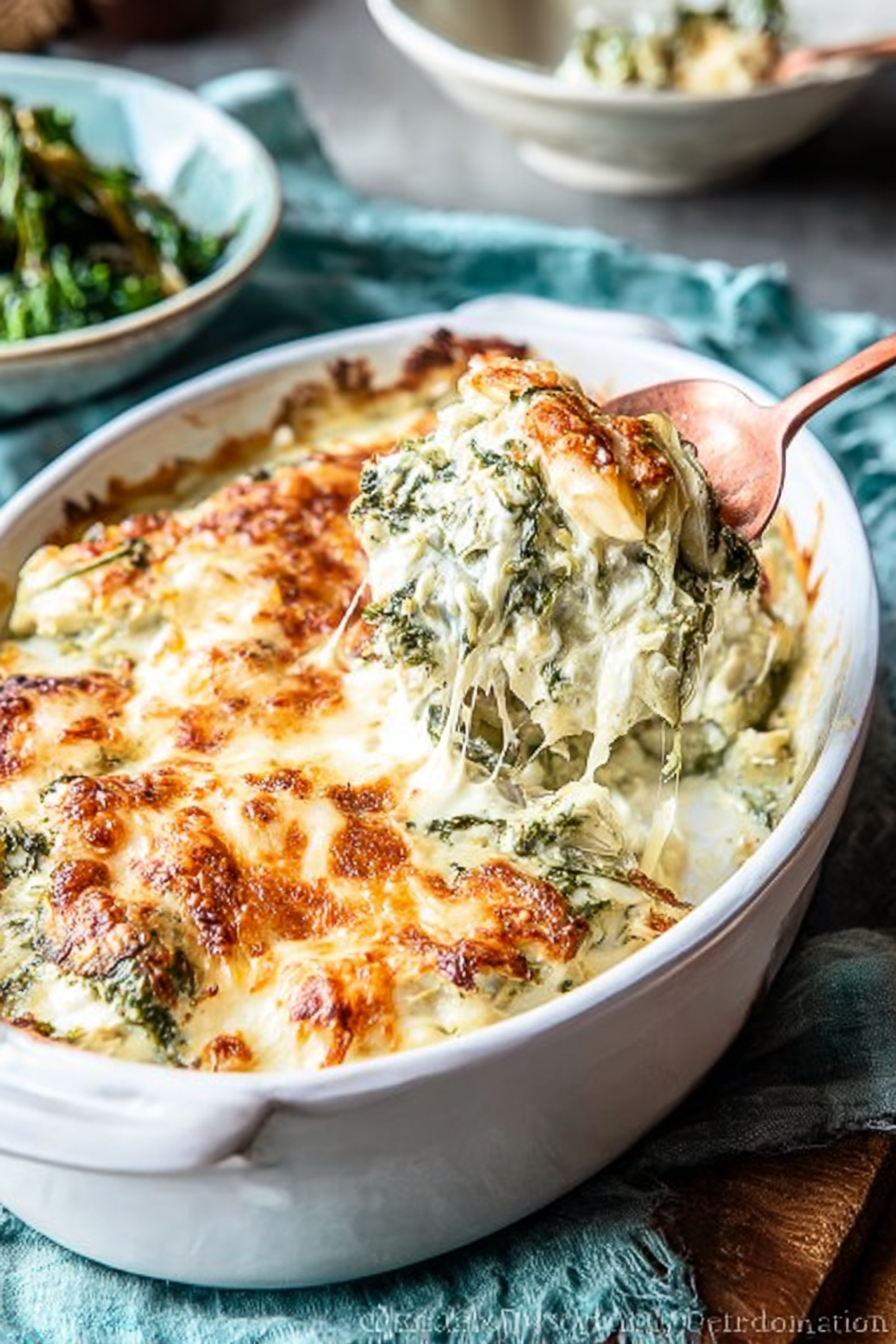 The Perfect Spinach and Artichoke Chicken Bake