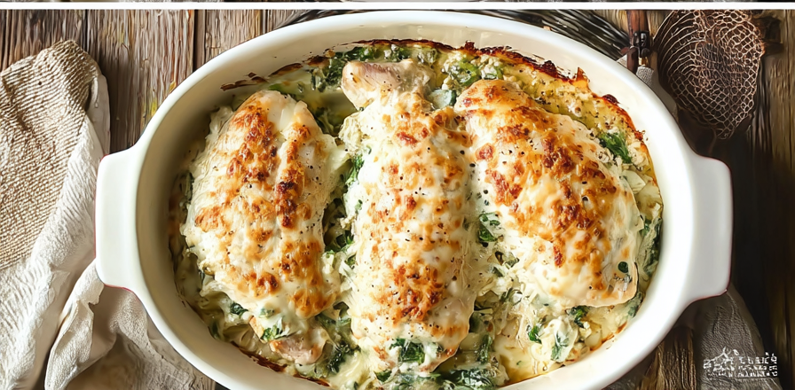 The Perfect Spinach Artichoke Chicken Bake