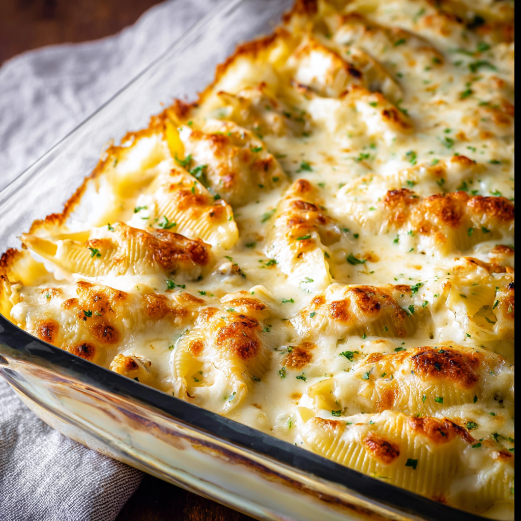 Cheesy Chicken Alfredo Stuffed Shells