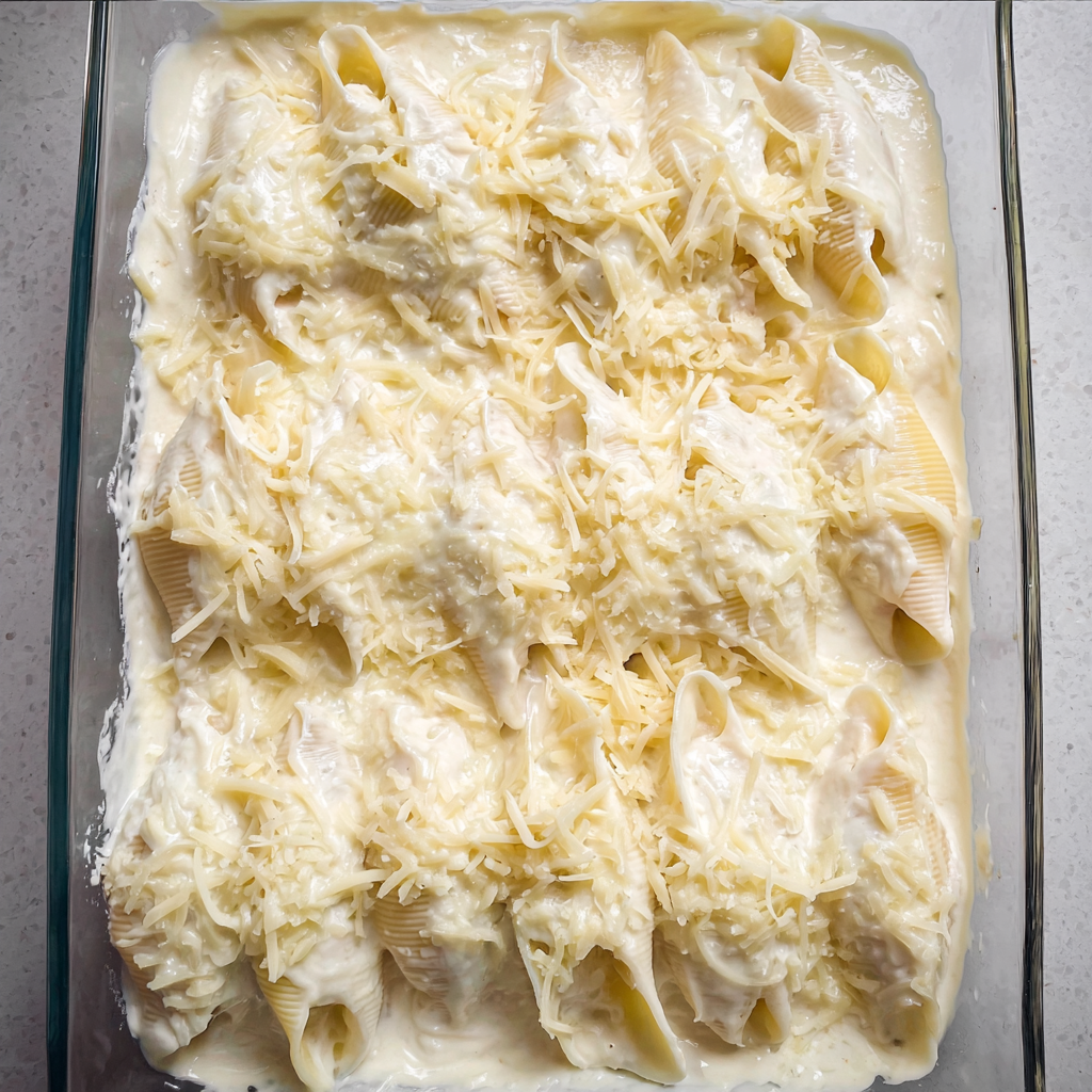 Cheesy Chicken Alfredo Stuffed Shells