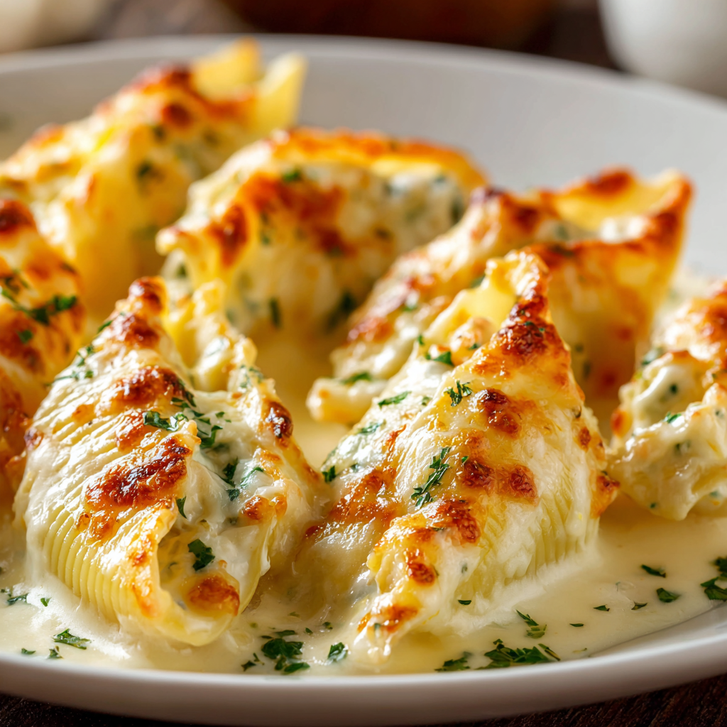 Cheesy Chicken Alfredo Stuffed Shells