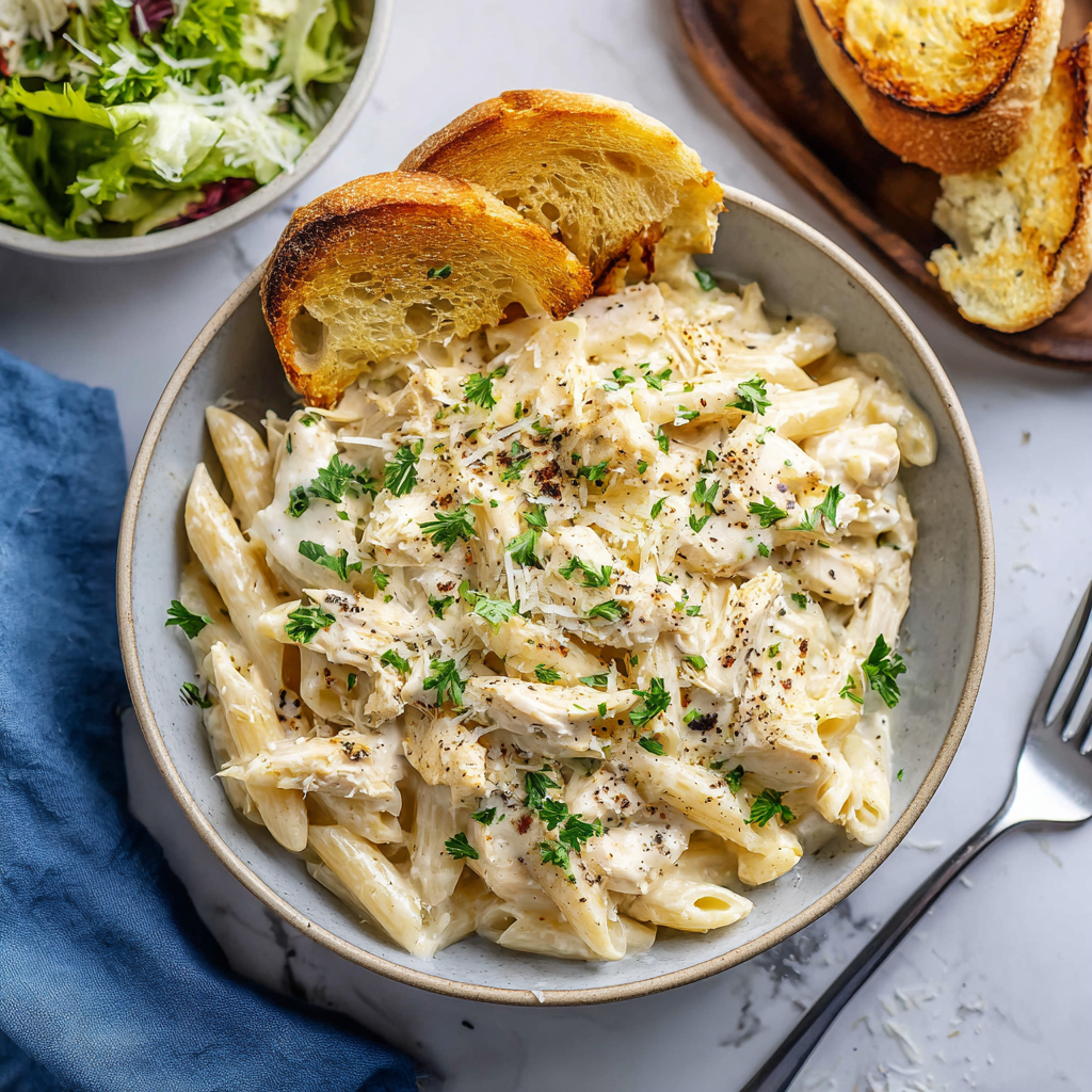 Creamy Slow Cooker Chicken Alfredo Pasta