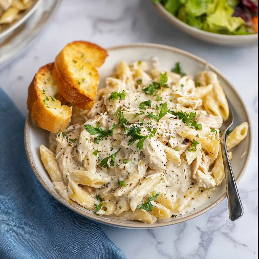 Creamy Slow Cooker Chicken Alfredo Pasta
