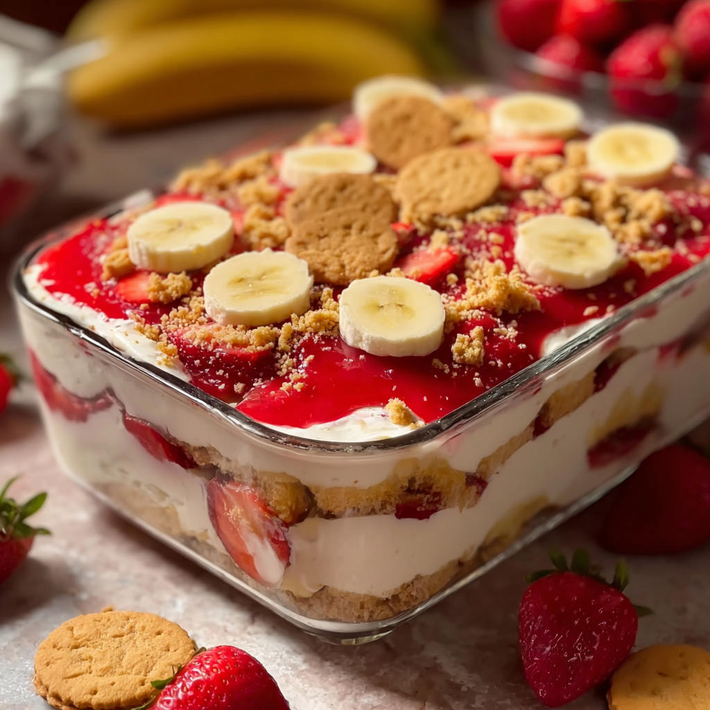 Easy No-Bake Strawberry Banana Pudding